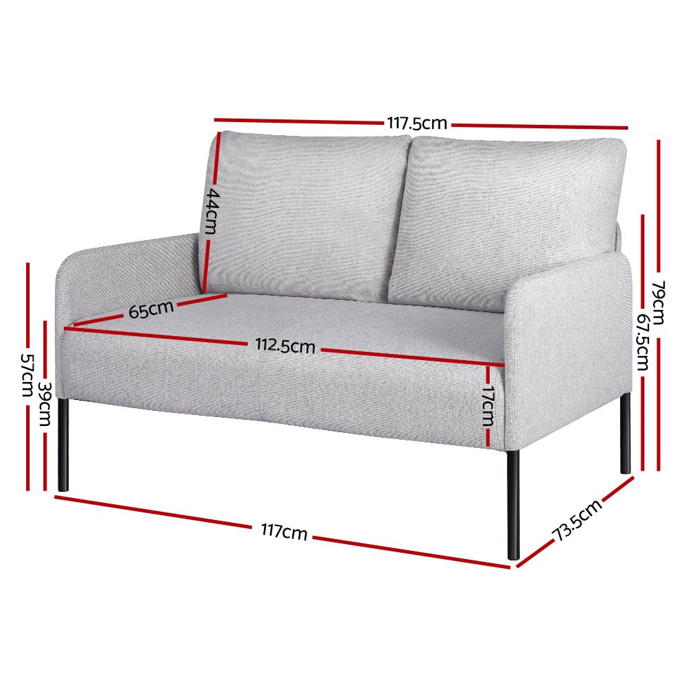 Kane 2 Seater Armchair Lounge Chair Grey Linen - Furniture > Bar Stools & Chairs - Rivercity House & Home Co. (ABN 18 642 972 209) - Affordable Modern Furniture Australia