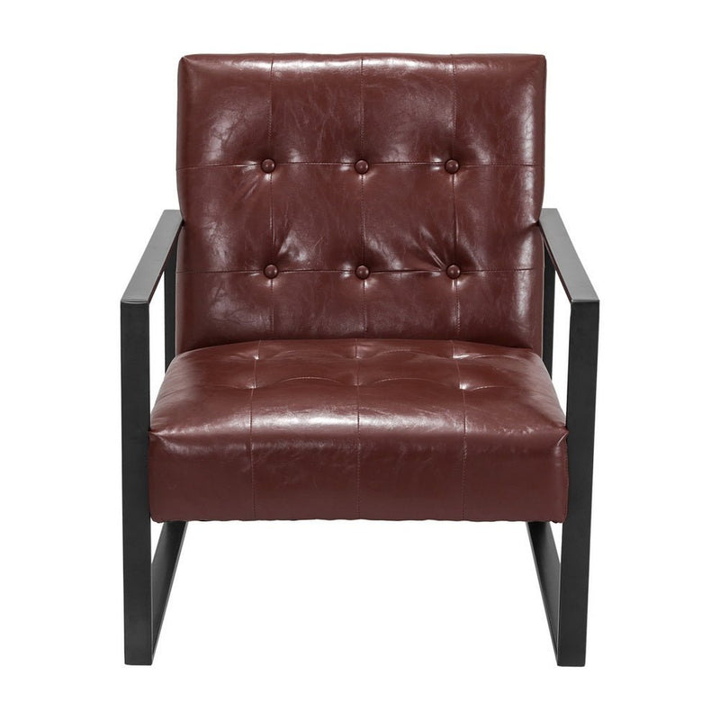 Kora Armchair Lounge Chair - Brown PU Leather With Metal Frame - Furniture > Bar Stools & Chairs - Rivercity House & Home Co. (ABN 18 642 972 209) - Affordable Modern Furniture Australia