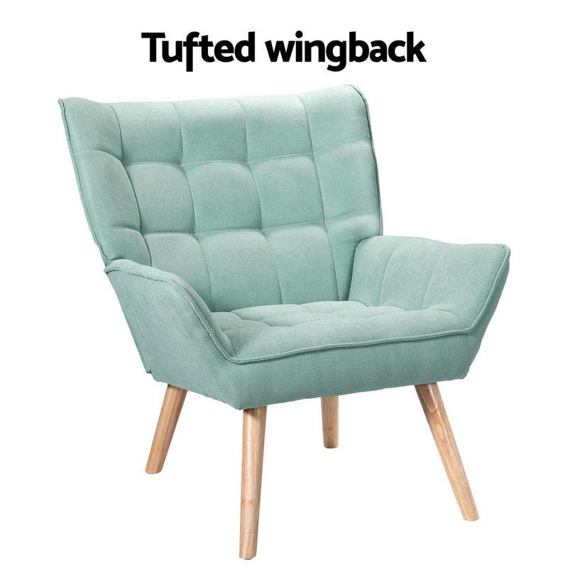 Modern Scandinavian Style Armchair Blue Linen - Furniture > Bar Stools & Chairs - Rivercity House & Home Co. (ABN 18 642 972 209) - Affordable Modern Furniture Australia