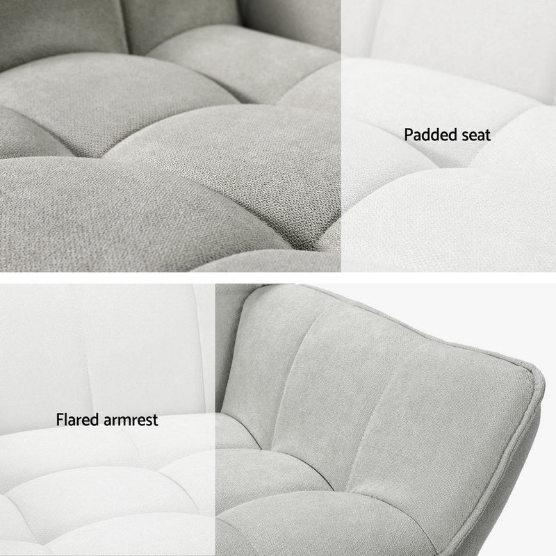 Modern Scandinavian Style Armchair Grey Linen - Furniture > Bar Stools & Chairs - Rivercity House & Home Co. (ABN 18 642 972 209) - Affordable Modern Furniture Australia