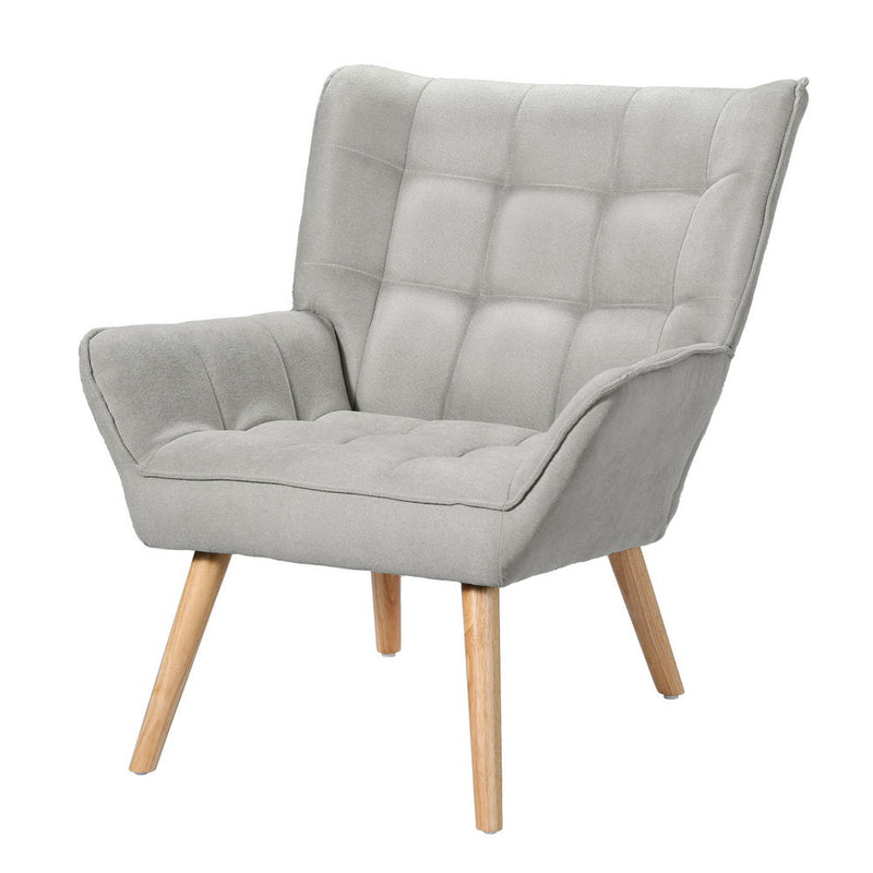 Modern Scandinavian Style Armchair Grey Linen - Furniture > Bar Stools & Chairs - Rivercity House & Home Co. (ABN 18 642 972 209) - Affordable Modern Furniture Australia