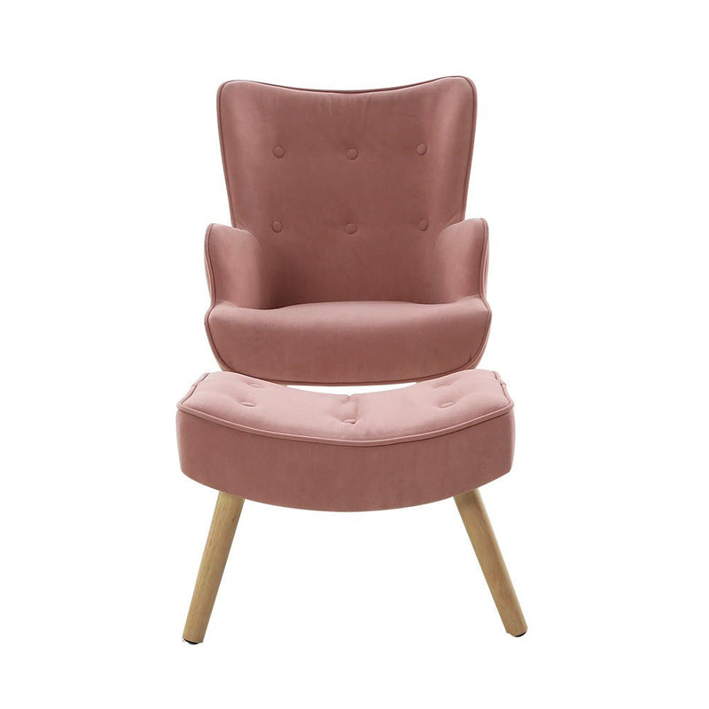 Armchair and Ottoman - Pink - Furniture > Living Room - Rivercity House & Home Co. (ABN 18 642 972 209) - Affordable Modern Furniture Australia