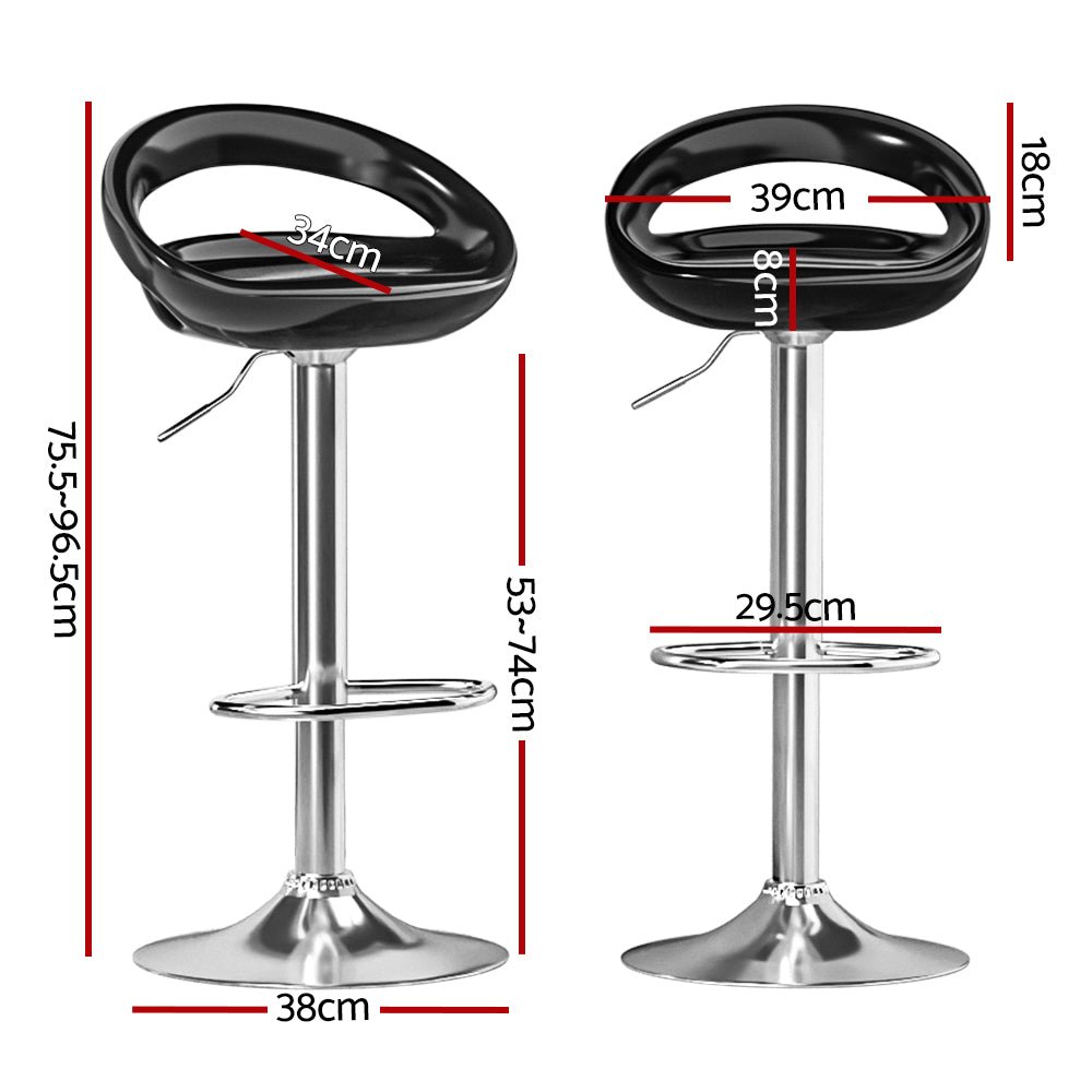 2 x Classic Style Gas Lift Bar Stools Black - Furniture > Bar Stools & Chairs - Rivercity House & Home Co. (ABN 18 642 972 209) - Affordable Modern Furniture Australia
