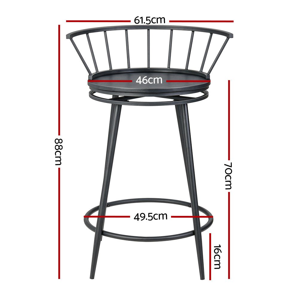 2 x Contemporary Swivel Bar Stools Black - Furniture > Bar Stools & Chairs - Rivercity House & Home Co. (ABN 18 642 972 209) - Affordable Modern Furniture Australia