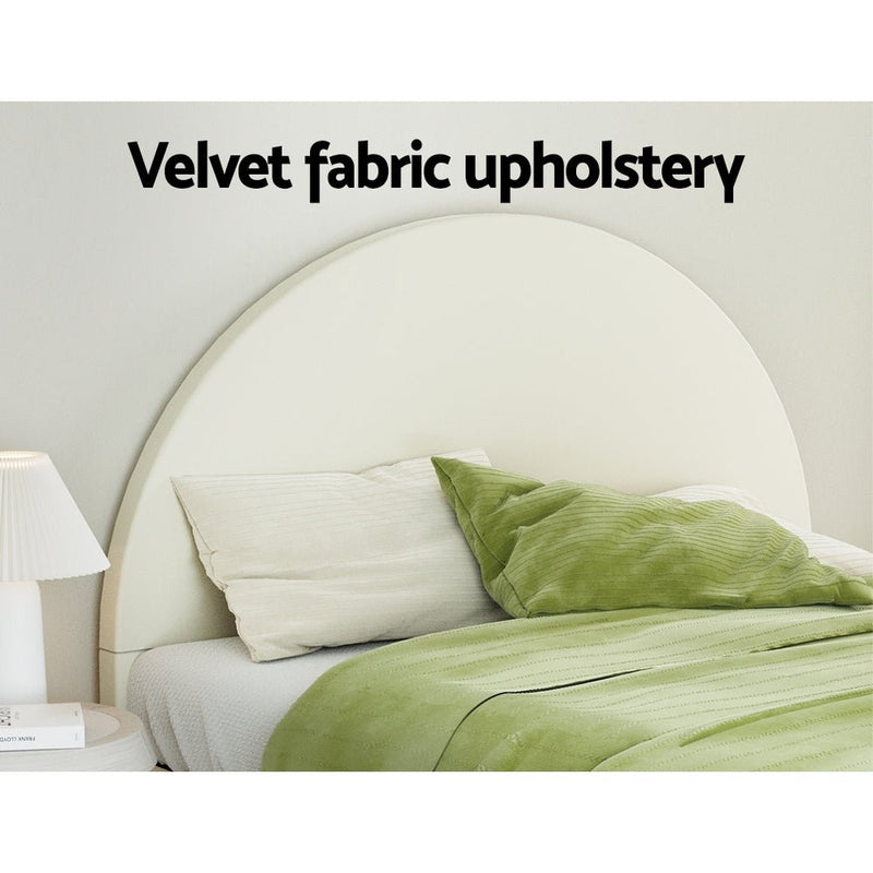 Ella Arched Double Bed Frame Cream Velvet - Furniture > Bedroom - Rivercity House & Home Co. (ABN 18 642 972 209) - Affordable Modern Furniture Australia