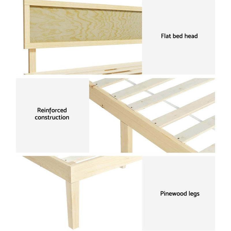 Yumi Solid Pinewood Double Bed Frame - Furniture > Bedroom - Rivercity House & Home Co. (ABN 18 642 972 209) - Affordable Modern Furniture Australia
