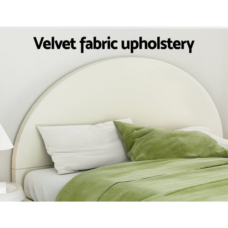 Ella Arched King Bed Frame Cream Velvet - Furniture > Bedroom - Rivercity House & Home Co. (ABN 18 642 972 209) - Affordable Modern Furniture Australia