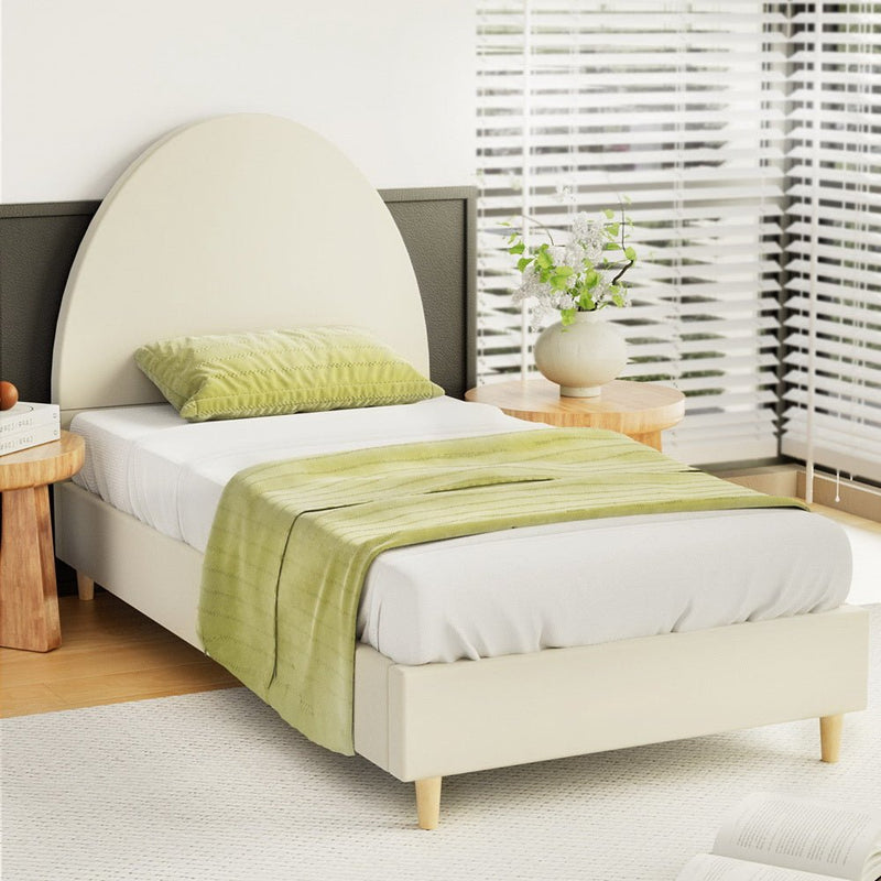 Ella Arched Single Bed Frame Cream Velvet - Furniture > Bedroom - Rivercity House & Home Co. (ABN 18 642 972 209) - Affordable Modern Furniture Australia