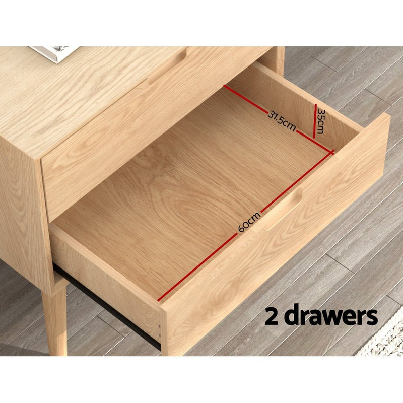 Gino Bedside Table With 2 Drawers - Pine - Furniture > Bedroom - Rivercity House & Home Co. (ABN 18 642 972 209) - Affordable Modern Furniture Australia