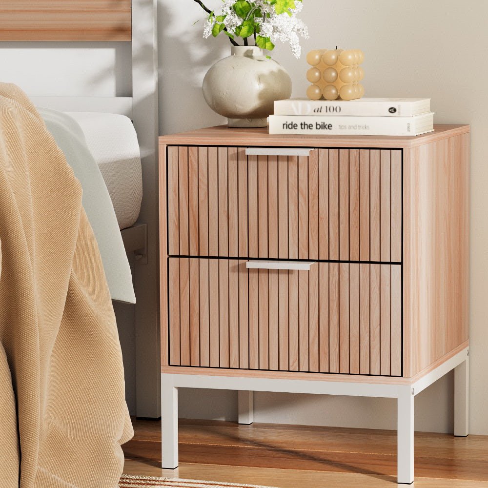 Lura Bedside Table With 2 Drawers - Pine - Furniture > Bedroom - Rivercity House & Home Co. (ABN 18 642 972 209) - Affordable Modern Furniture Australia