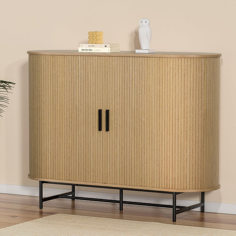 Oval Buffet Sideboard Cupboard With Sliding Doors Oak - Furniture > Living Room - Rivercity House & Home Co. (ABN 18 642 972 209) - Affordable Modern Furniture Australia