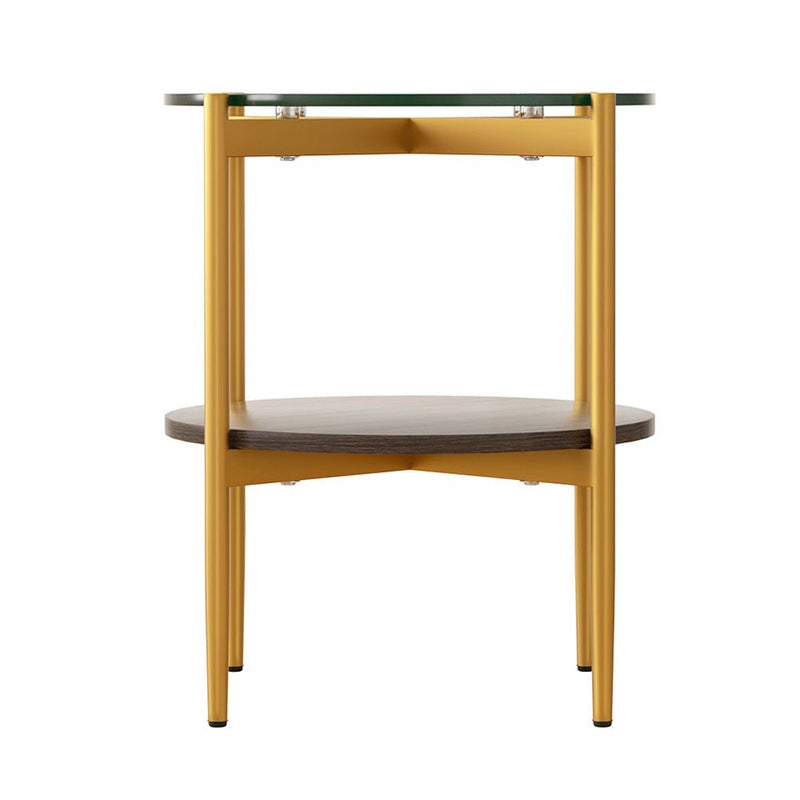 Tempered Glass Coffee / Side Table With Shelf - Gold - Furniture > Living Room - Rivercity House & Home Co. (ABN 18 642 972 209) - Affordable Modern Furniture Australia