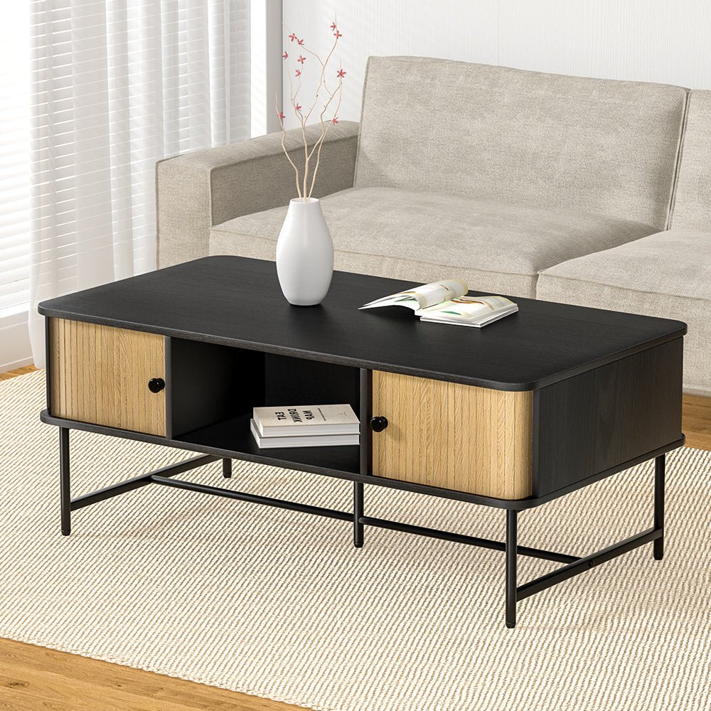 Two Tone Modern Style Coffee Table Sliding Drawer Doors - Furniture > Living Room - Rivercity House & Home Co. (ABN 18 642 972 209) - Affordable Modern Furniture Australia