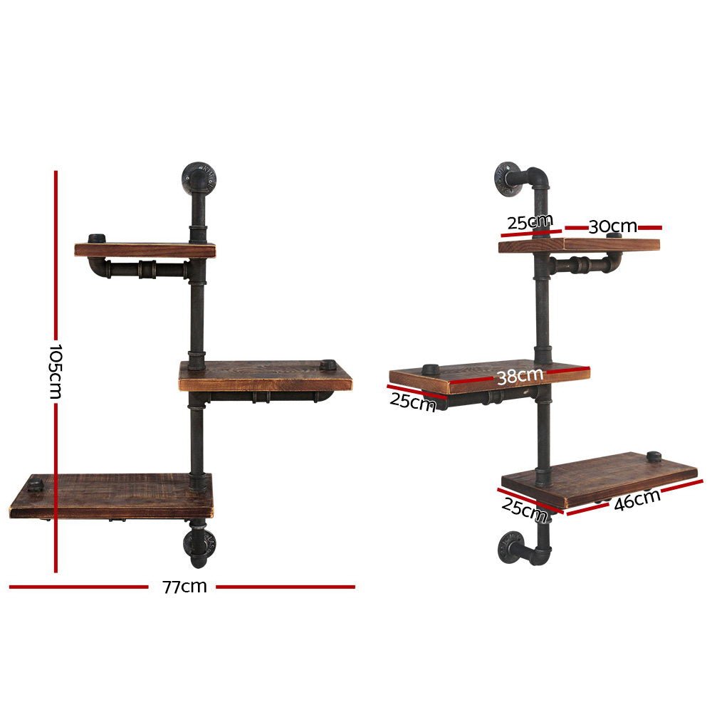 Rustic DIY Pipe Display Shelves - Furniture > Living Room - Rivercity House & Home Co. (ABN 18 642 972 209) - Affordable Modern Furniture Australia