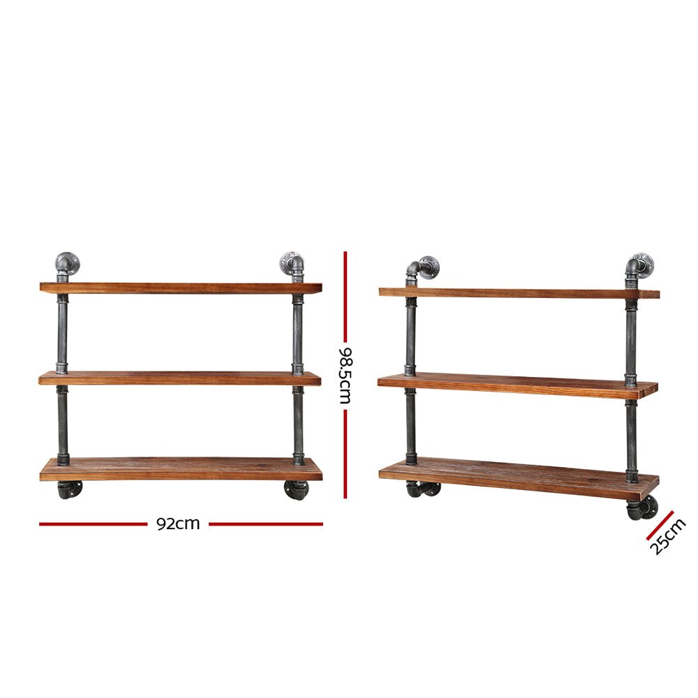 Rustic Display Wall Shelves Industrial DIY Pipe Shelf Brackets - Furniture > Living Room - Rivercity House & Home Co. (ABN 18 642 972 209) - Affordable Modern Furniture Australia