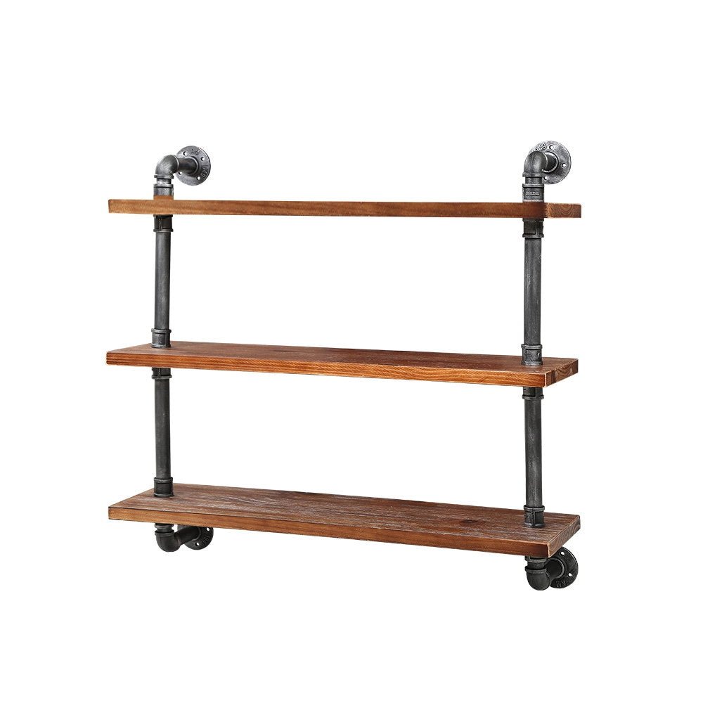 Rustic Display Wall Shelves Industrial DIY Pipe Shelf Brackets - Furniture > Living Room - Rivercity House & Home Co. (ABN 18 642 972 209) - Affordable Modern Furniture Australia