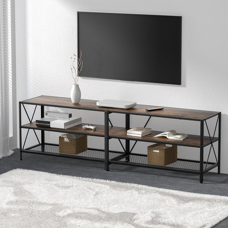 Rustic 3 Tier Entertainment Unit TV Stand Walnut - Furniture > Living Room - Rivercity House & Home Co. (ABN 18 642 972 209) - Affordable Modern Furniture Australia