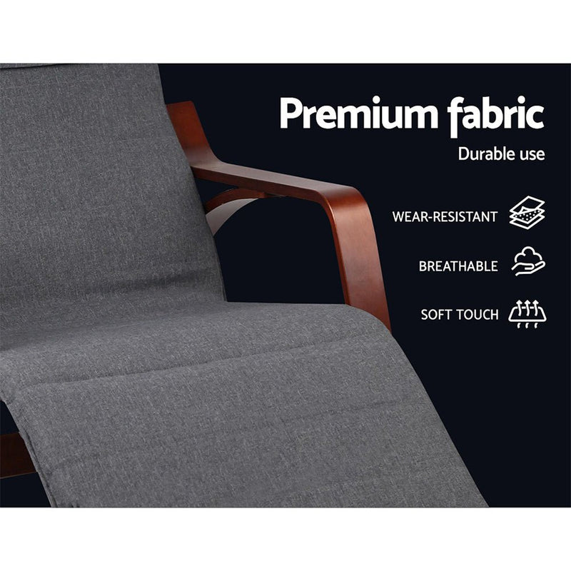 Fabric Rocking Armchair with Adjustable Footrest - Charcoal - Furniture > Living Room - Rivercity House & Home Co. (ABN 18 642 972 209) - Affordable Modern Furniture Australia