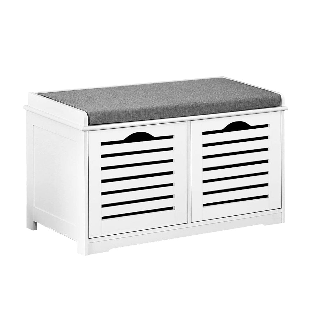 Fabric Shoe Bench with Drawers - White & Grey - Furniture > Living Room - Rivercity House & Home Co. (ABN 18 642 972 209) - Affordable Modern Furniture Australia
