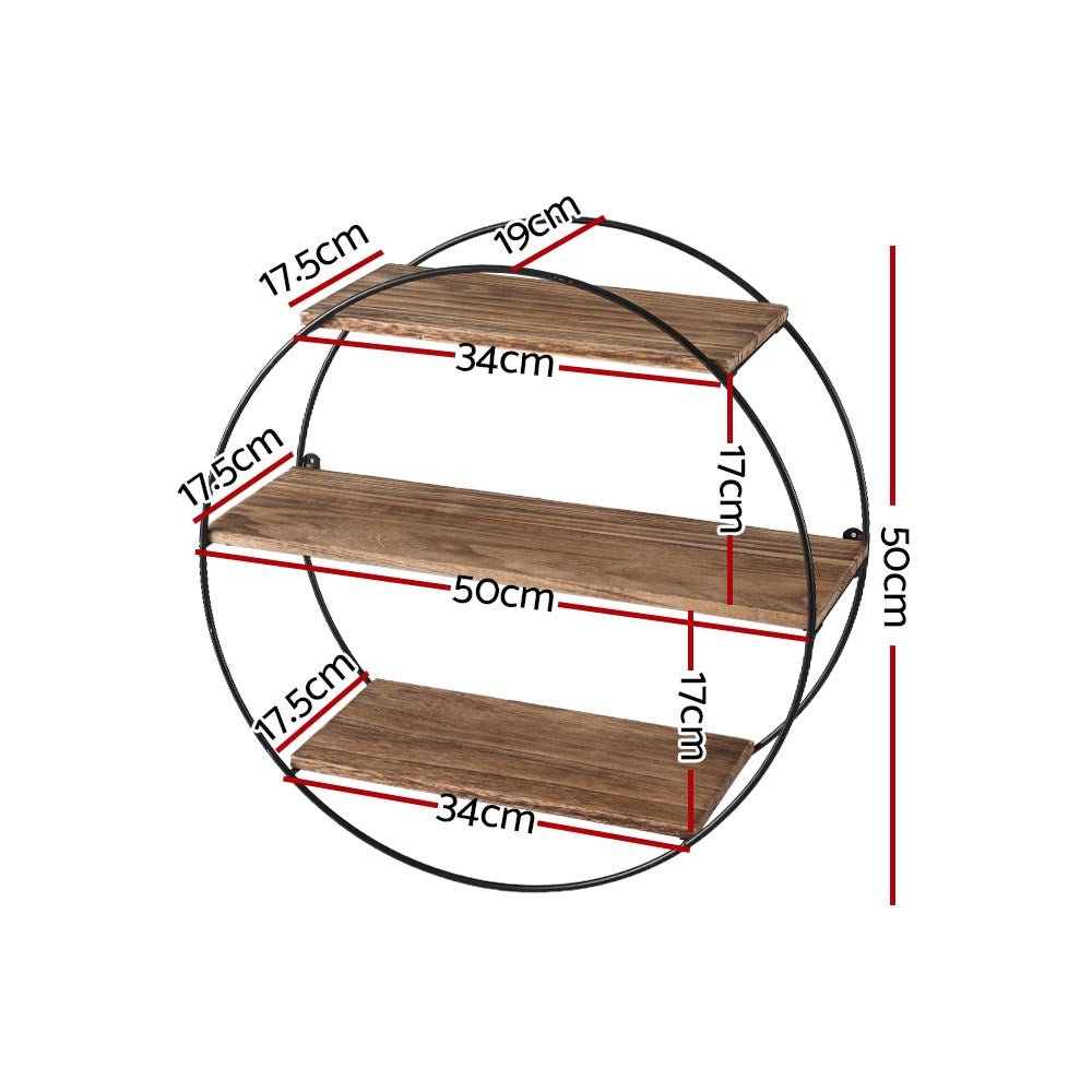 Artiss Floating Wall Shelf Round 3-Tier - Home & Garden > Storage - Rivercity House & Home Co. (ABN 18 642 972 209) - Affordable Modern Furniture Australia