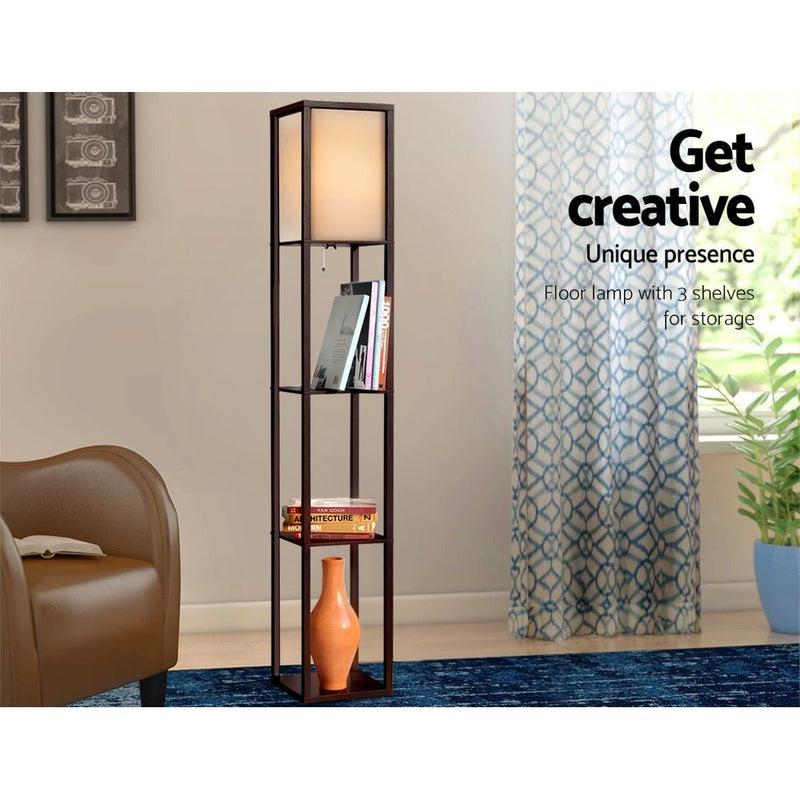 Alexander 3 Shelf Floor Lamp - Brown - Home & Garden > Lighting - Rivercity House & Home Co. (ABN 18 642 972 209) - Affordable Modern Furniture Australia