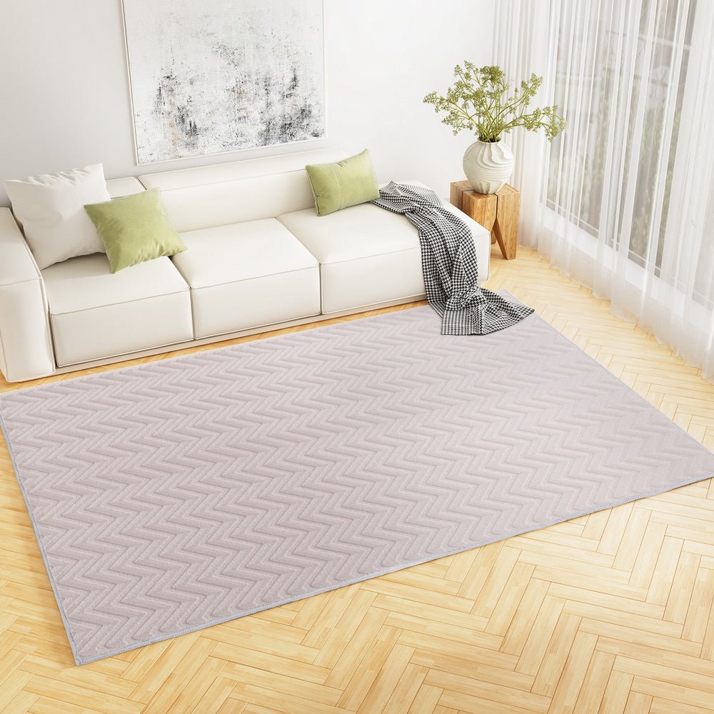Azul Floor Rug 200x290cm Microfiber Ripple Pattern - Pinky Grey - Home & Garden > Rugs - Rivercity House & Home Co. (ABN 18 642 972 209) - Affordable Modern Furniture Australia