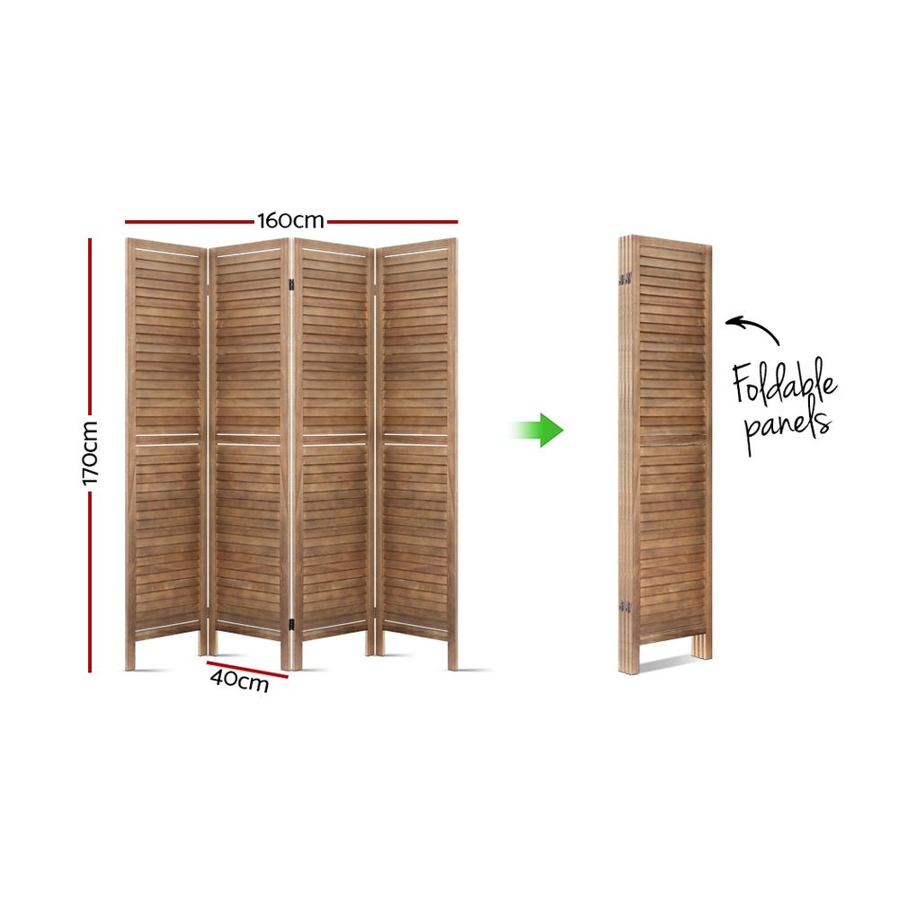 Room Divider Privacy Screen Foldable Partition Stand 4 Panel Brown - Furniture > Living Room - Rivercity House & Home Co. (ABN 18 642 972 209) - Affordable Modern Furniture Australia