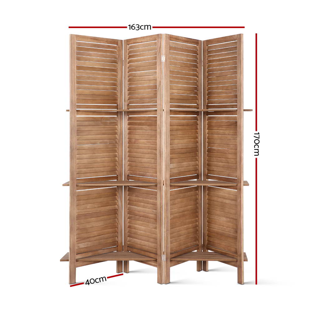 Room Divider Privacy Screen Foldable Partition Stand 4 Panel Brown - Furniture > Living Room - Rivercity House & Home Co. (ABN 18 642 972 209) - Affordable Modern Furniture Australia