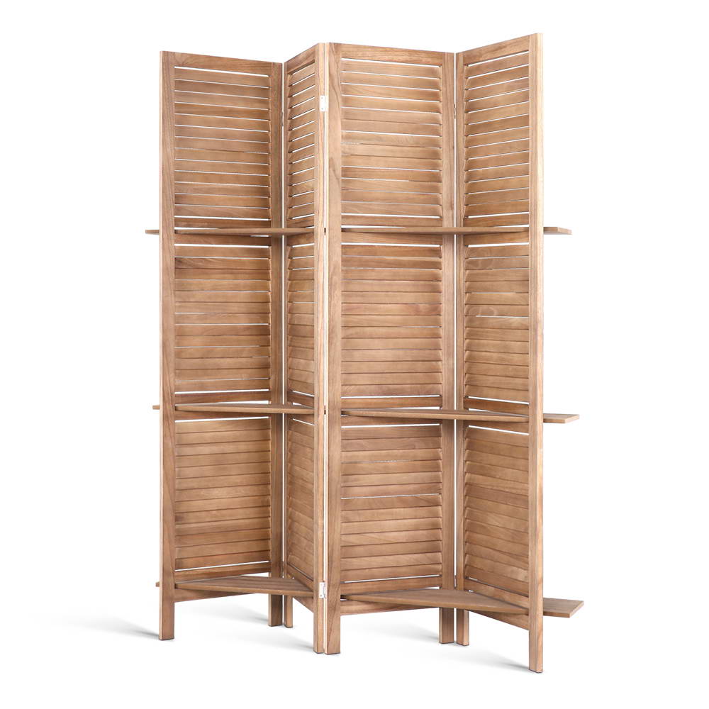 Room Divider Privacy Screen Foldable Partition Stand 4 Panel Brown - Furniture > Living Room - Rivercity House & Home Co. (ABN 18 642 972 209) - Affordable Modern Furniture Australia
