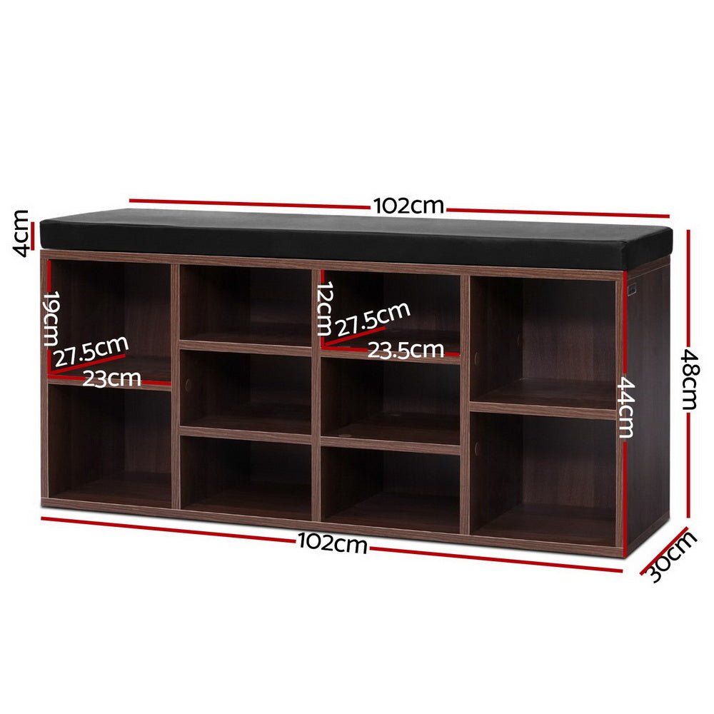 Artiss Shoe Cabinet Bench Shoes Storage Rack Organiser Shelf Cupboard Box Walnut - Furniture > Living Room - Rivercity House & Home Co. (ABN 18 642 972 209) - Affordable Modern Furniture Australia