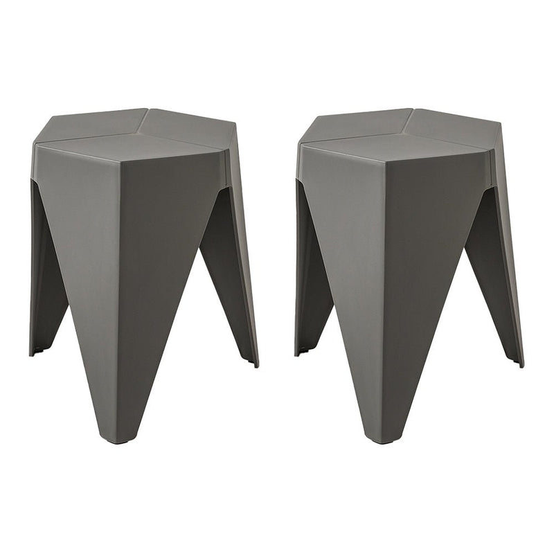 Set of 2 Stacking Puzzle Stools Grey - Furniture > Bar Stools & Chairs - Rivercity House & Home Co. (ABN 18 642 972 209) - Affordable Modern Furniture Australia