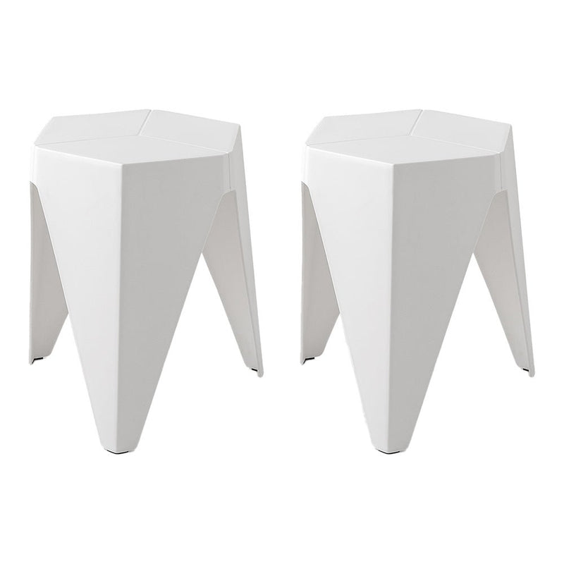 Set of 2 Stacking Puzzle Stools White - Furniture > Bar Stools & Chairs - Rivercity House & Home Co. (ABN 18 642 972 209) - Affordable Modern Furniture Australia