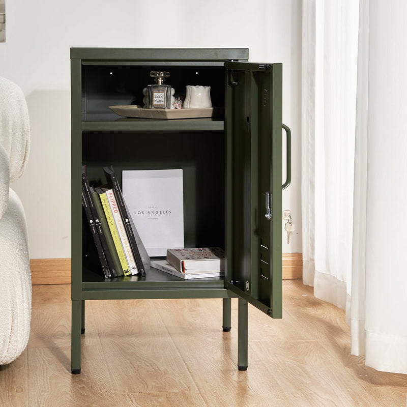 Lockable Metal Bedside Table Cabinet - Green - Furniture > Bedroom - Rivercity House & Home Co. (ABN 18 642 972 209) - Affordable Modern Furniture Australia