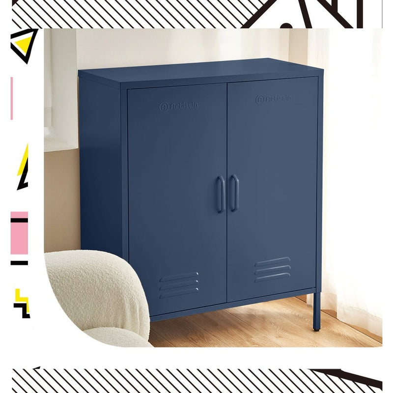Tall Metal Locker Style Buffet Sideboard Cabinet - Blue - Furniture > Living Room - Rivercity House & Home Co. (ABN 18 642 972 209) - Affordable Modern Furniture Australia