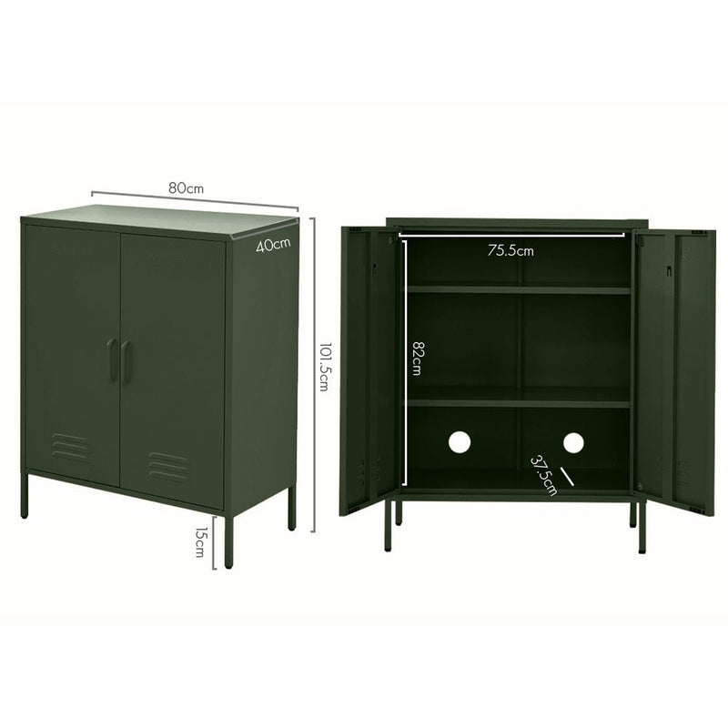 Tall Metal Locker Style Buffet Sideboard Cabinet - Green - Furniture > Living Room - Rivercity House & Home Co. (ABN 18 642 972 209) - Affordable Modern Furniture Australia