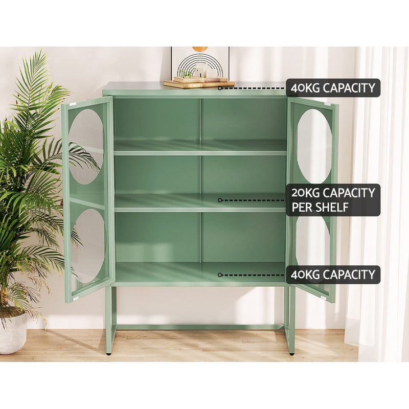 Ella Buffet Sideboard Metal Locker Display Cabinet Green - Furniture > Living Room - Rivercity House & Home Co. (ABN 18 642 972 209) - Affordable Modern Furniture Australia