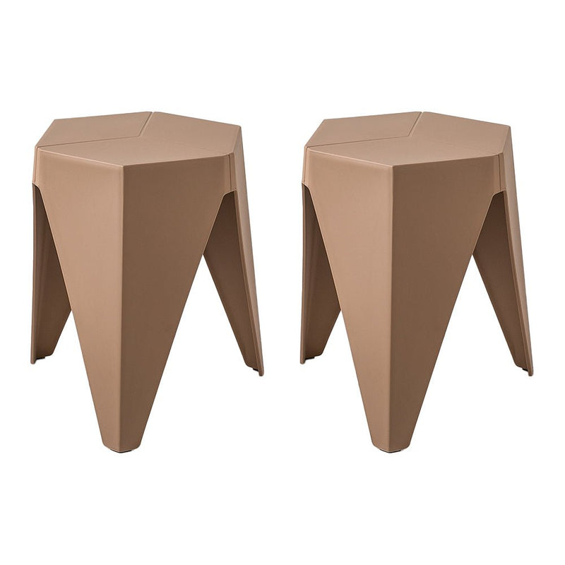 Set of 2 Stacking Puzzle Stools Brown - Furniture > Bar Stools & Chairs - Rivercity House & Home Co. (ABN 18 642 972 209) - Affordable Modern Furniture Australia