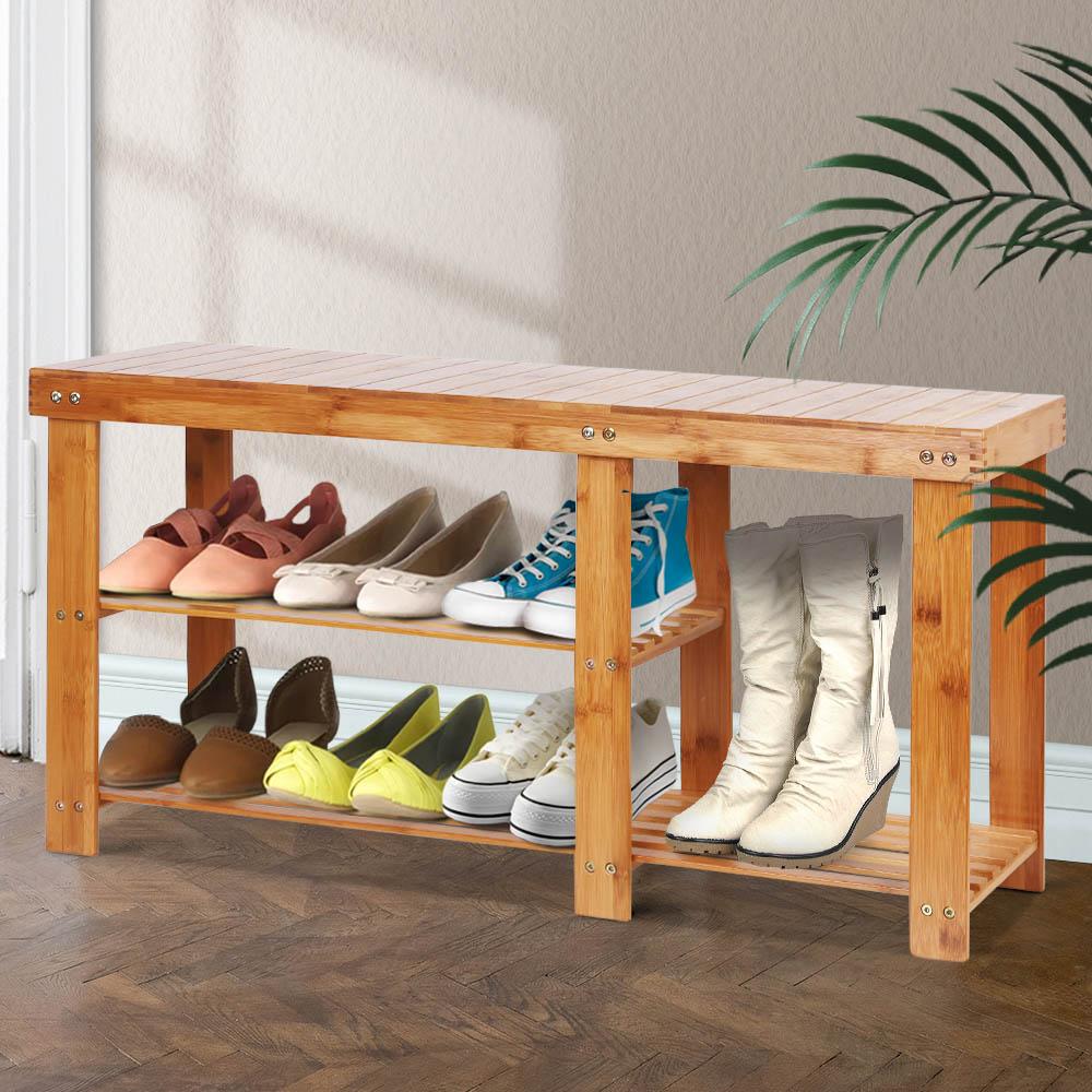 Bamboo Shoe Rack Bench Seat - Rivercity House & Home Co. (ABN 18 642 972 209) - Affordable Modern Furniture Australia