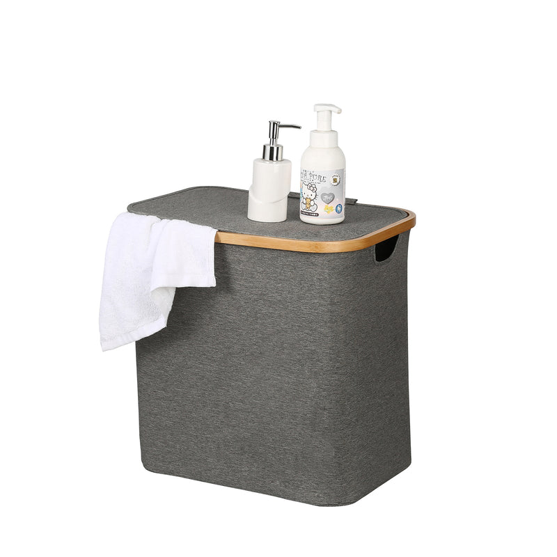 Bamboo Twin Laundry Hamper Foldable Storage Basket - Furniture > Bathroom - Rivercity House & Home Co. (ABN 18 642 972 209) - Affordable Modern Furniture Australia
