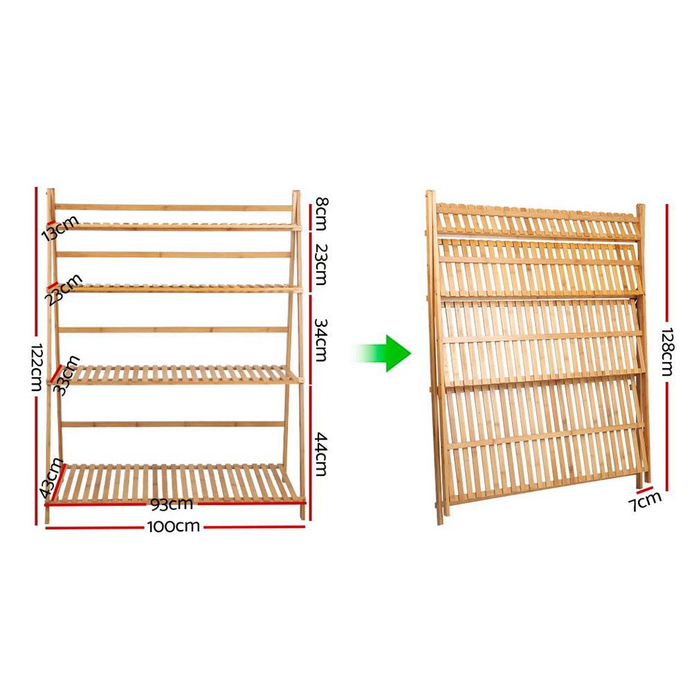 Bamboo Wooden Ladder Shelf Plant Stand Foldable - Rivercity House & Home Co. (ABN 18 642 972 209) - Affordable Modern Furniture Australia