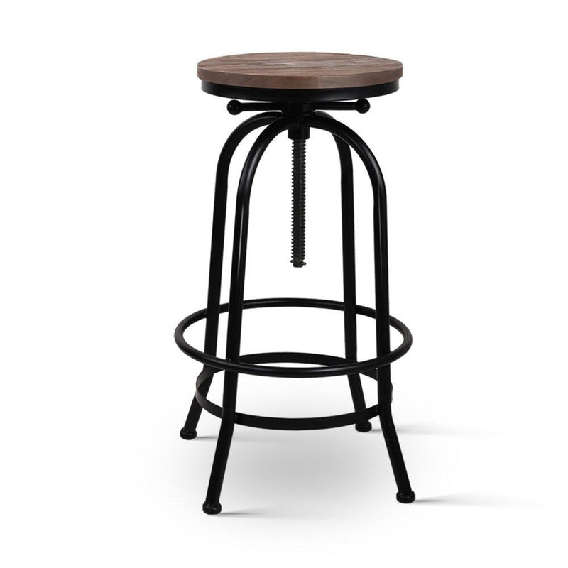 Bar Stool Industrial Round Seat Wood Metal - Black and Brown - Rivercity House & Home Co. (ABN 18 642 972 209) - Affordable Modern Furniture Australia