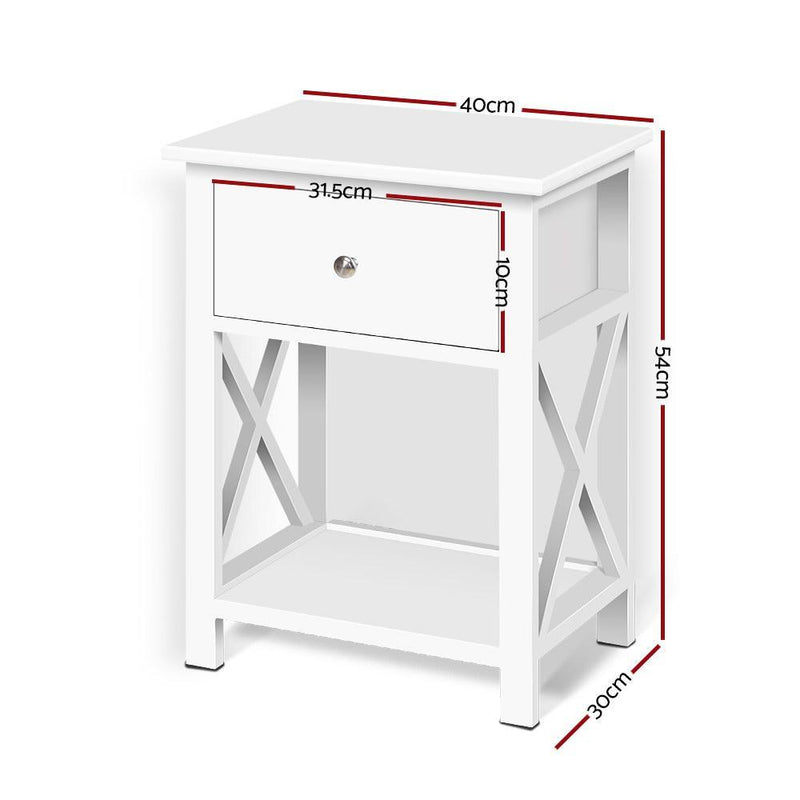 Bedside Table Coffee Side Cabinet Drawer Wooden White - Rivercity House & Home Co. (ABN 18 642 972 209) - Affordable Modern Furniture Australia