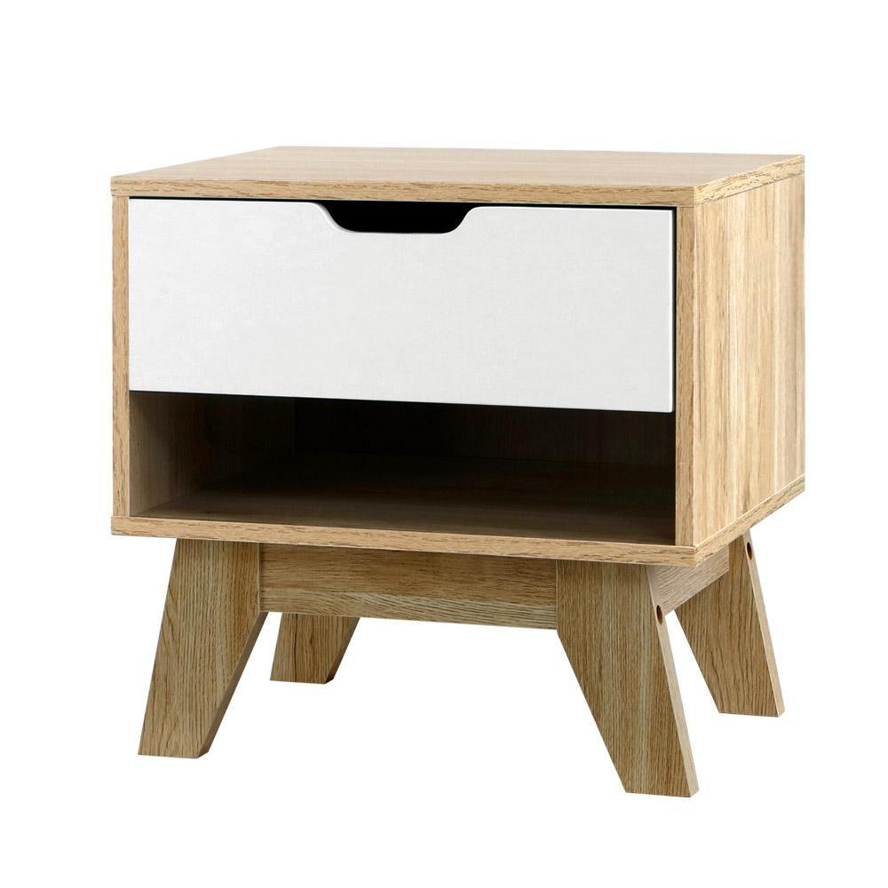 Bedside Table Drawer Nightstand Shelf Cabinet Storage Lamp Side Wooden - Furniture > Bedroom - Rivercity House & Home Co. (ABN 18 642 972 209) - Affordable Modern Furniture Australia