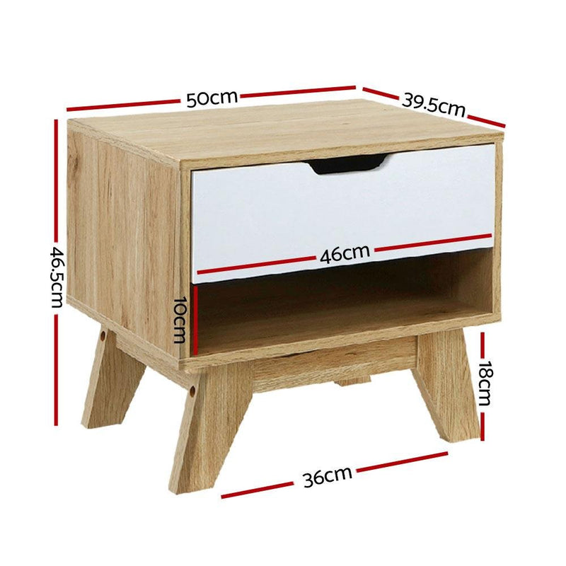 Bedside Table Drawer Nightstand Shelf Cabinet Storage Lamp Side Wooden - Furniture > Bedroom - Rivercity House & Home Co. (ABN 18 642 972 209) - Affordable Modern Furniture Australia