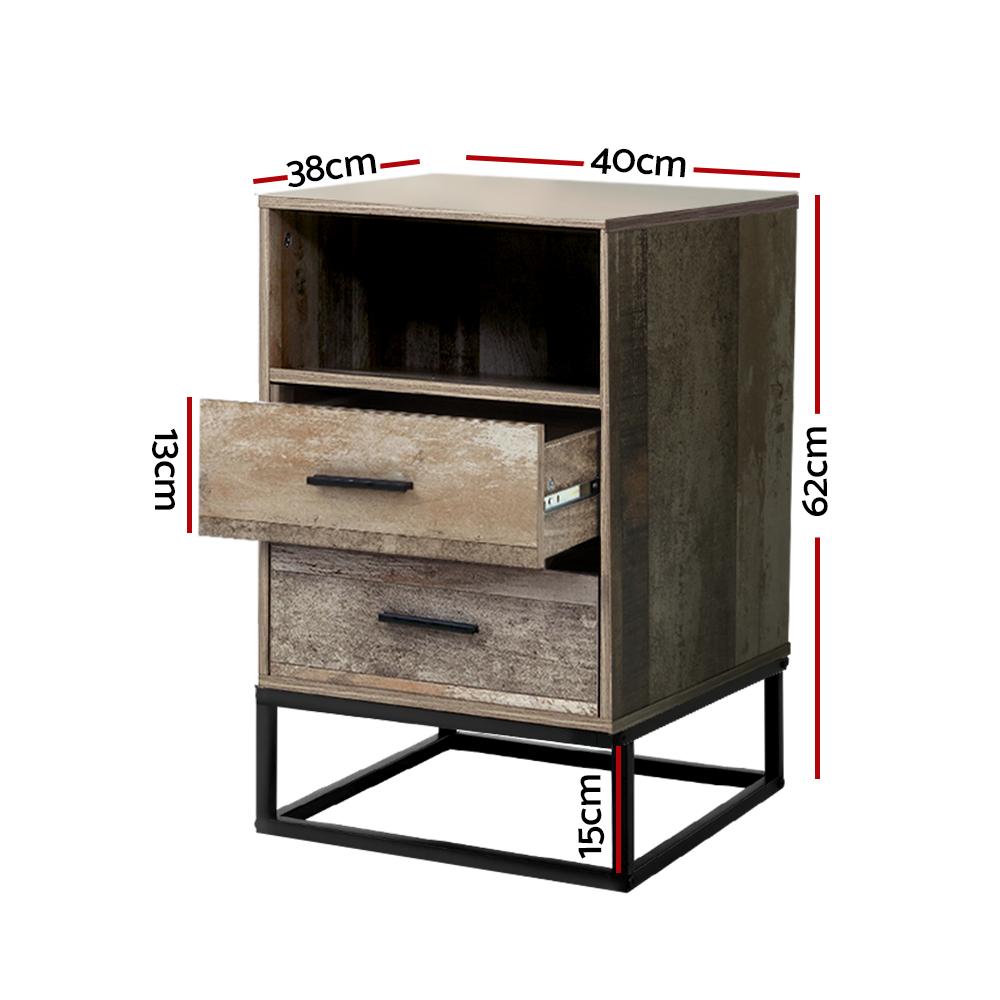 Bedside Table Wood Effect - Rivercity House & Home Co. (ABN 18 642 972 209) - Affordable Modern Furniture Australia