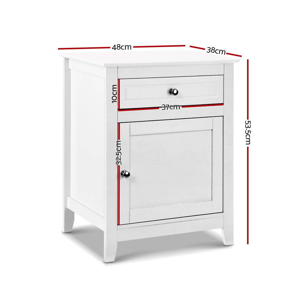 Bedside Tables Big Storage Drawers Cabinet Nightstand Lamp Chest White - Rivercity House & Home Co. (ABN 18 642 972 209) - Affordable Modern Furniture Australia