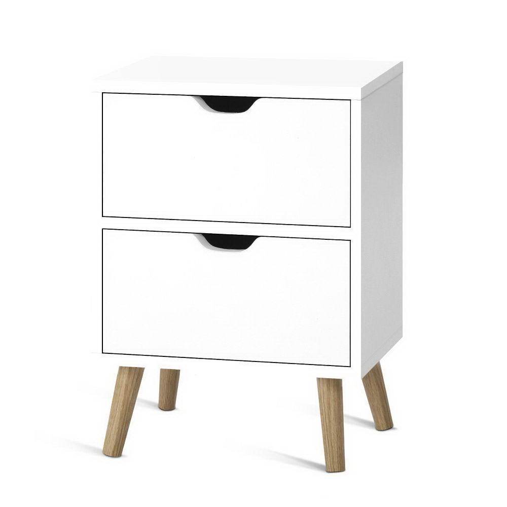 Bedside Tables Drawers Side Table Nightstand White Storage Cabinet Wood - Rivercity House & Home Co. (ABN 18 642 972 209) - Affordable Modern Furniture Australia
