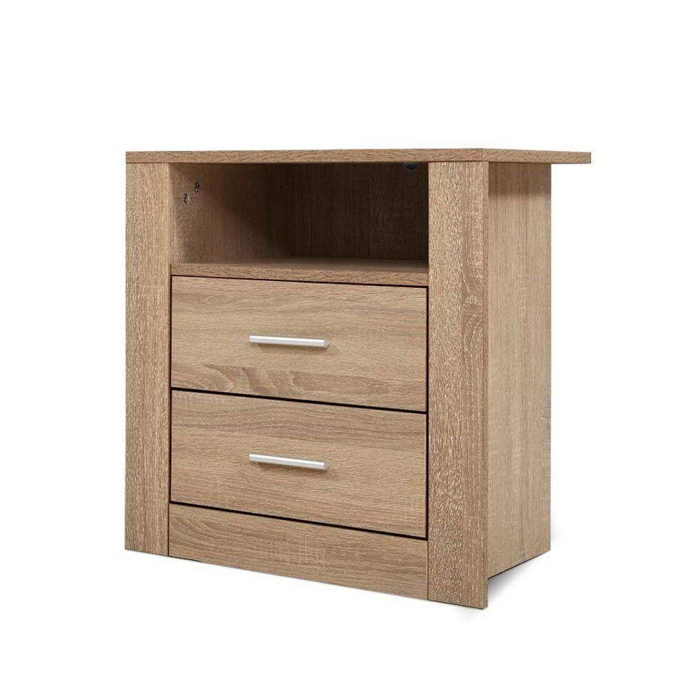 Bedside Tables Drawers Storage Cabinet Shelf Side End Table Oak - Furniture > Bedroom - Rivercity House & Home Co. (ABN 18 642 972 209) - Affordable Modern Furniture Australia