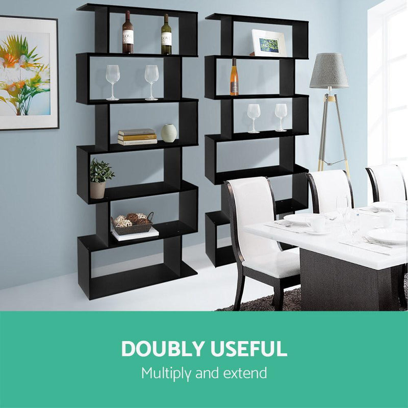 Black 6 Tier Storage Shelf Unit - Furniture - Rivercity House & Home Co. (ABN 18 642 972 209) - Affordable Modern Furniture Australia