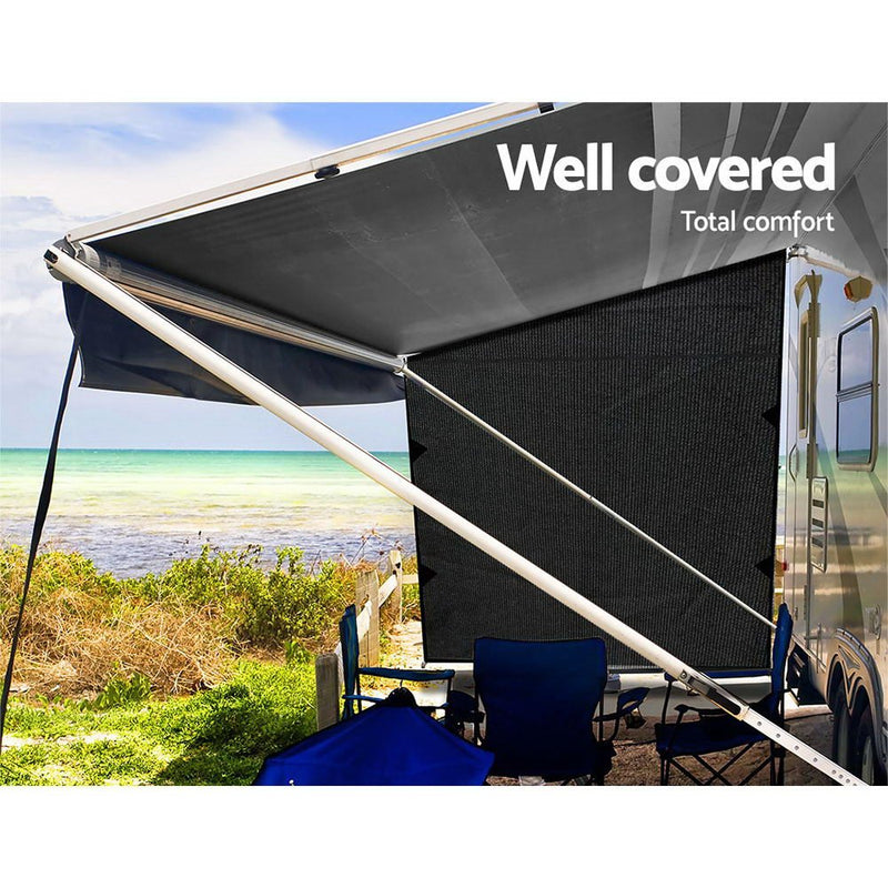 Black Caravan Privacy Screen 1.95 x 2.2M End Wall or Side Sun Shade Roll Out - Outdoor > Camping - Rivercity House & Home Co. (ABN 18 642 972 209) - Affordable Modern Furniture Australia